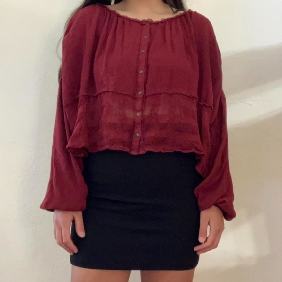 Free People Rainy Days Swing Flowy
Boho Top Blouse in Burgundy Red Size: XS - Picture 1 of 4